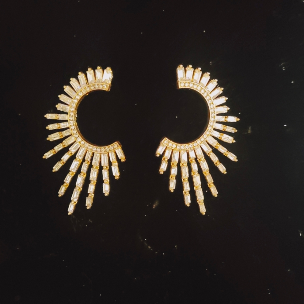 Gold and crystal statement earrings